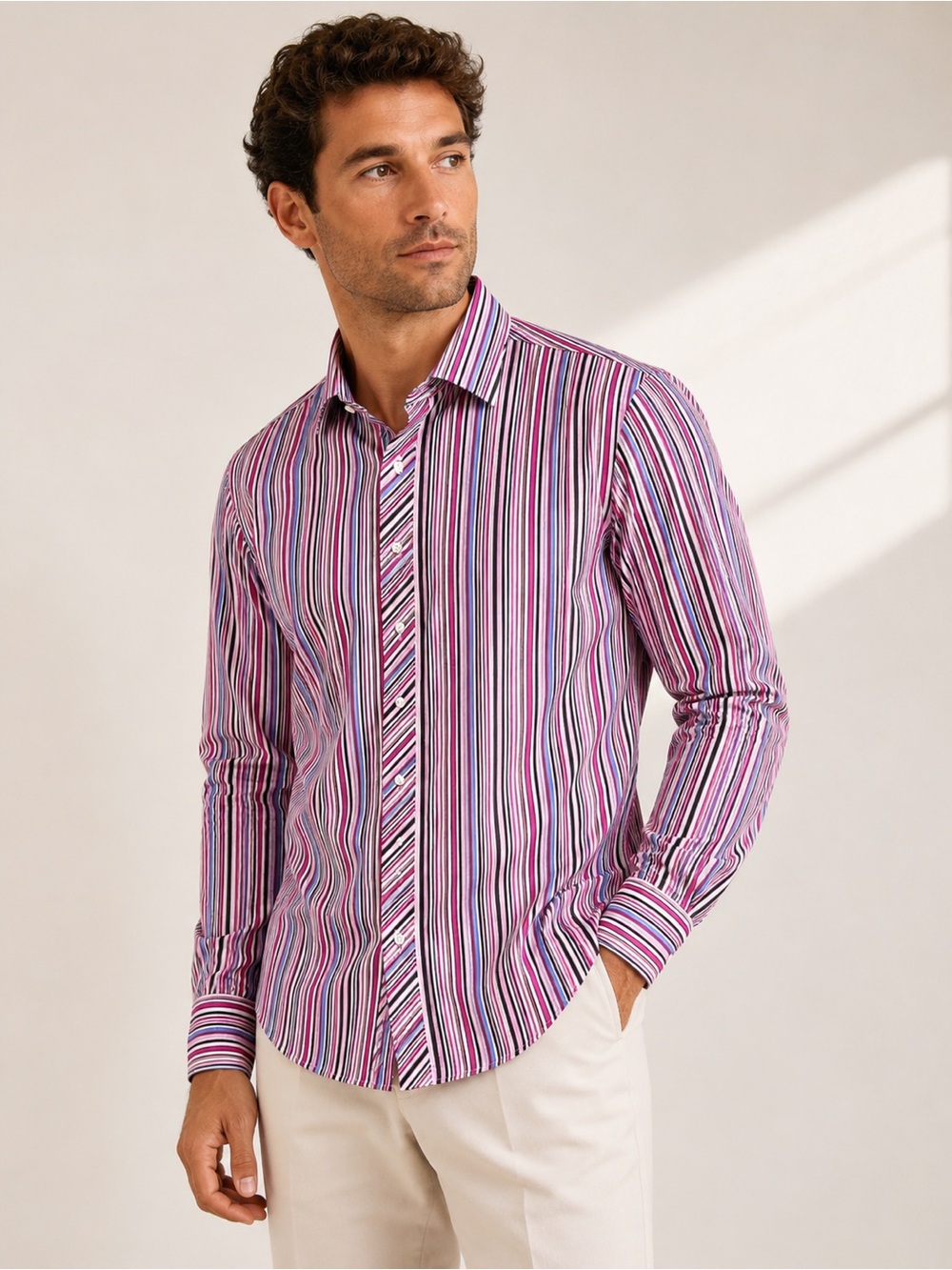 Ted Baker London Shirt Men’s Pink Stripe Long Sleeve Button-Up Size 15.5